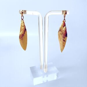 Gold Dipped Feather Drop Earrings